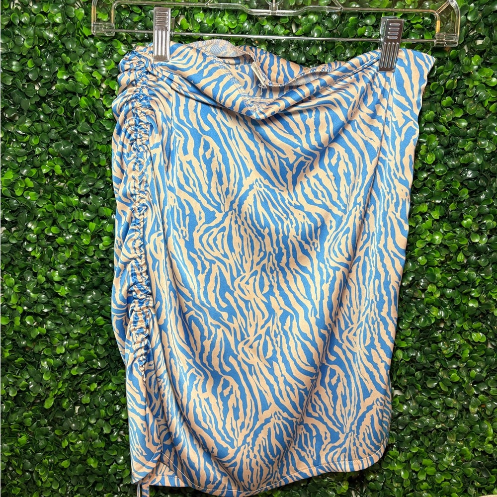 Blue and Cream Zebra Print Swim Cover-Up